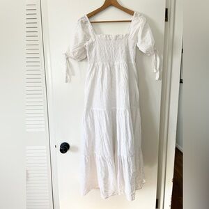 Opia white floral eyelet midi dress
